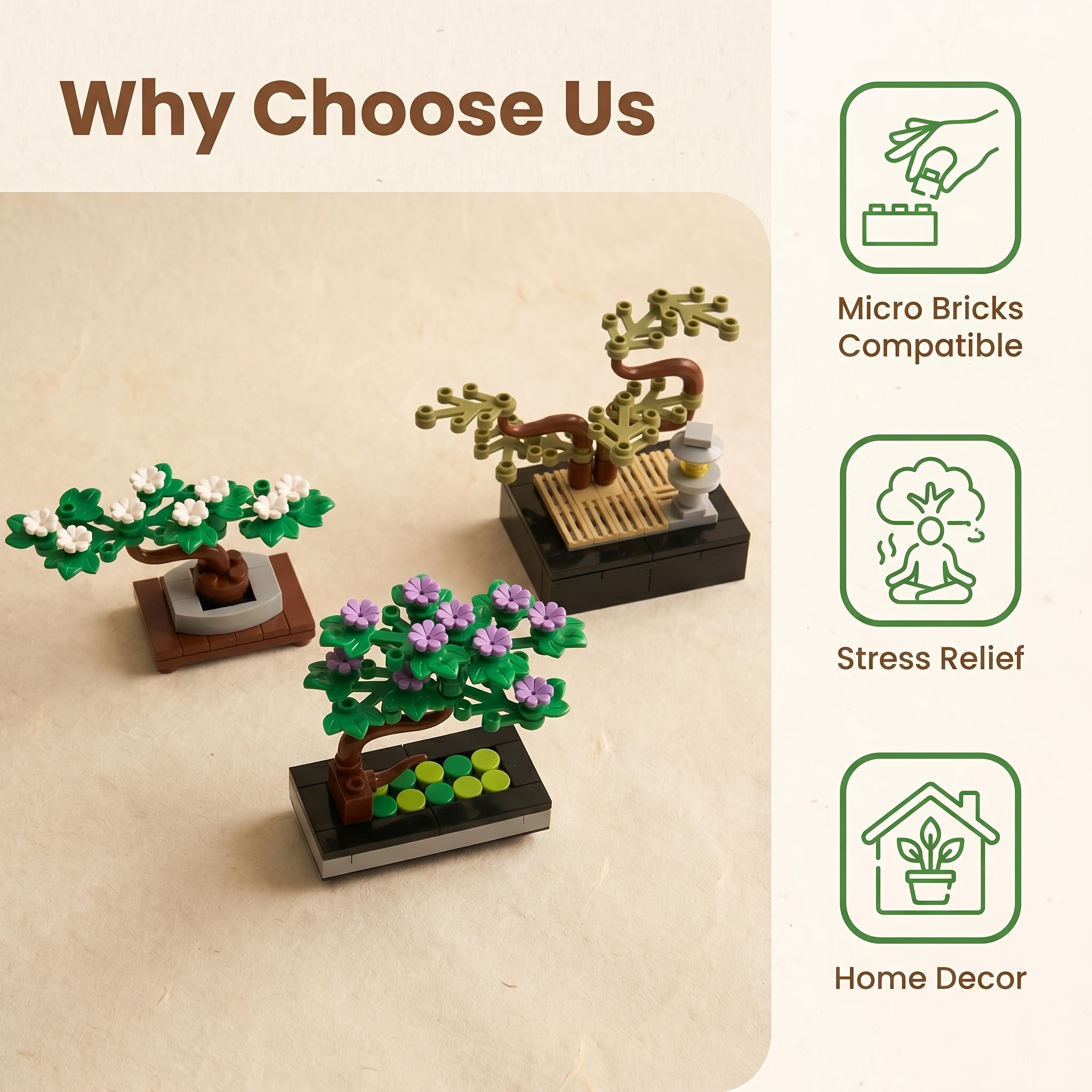 Small Potted Plants Building Blocks Toys, Gardening Decor